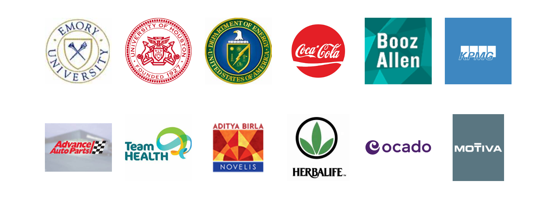 Affiliate and sponsor organizations: Emory University, University of Houston, U.S. Department of Energy, Coca-Cola, Booz Allen, KPMG, Advance Auto Parts, TeamHealth, Aditya Birla Novelis, Herbalife, Ocado, Motiva
